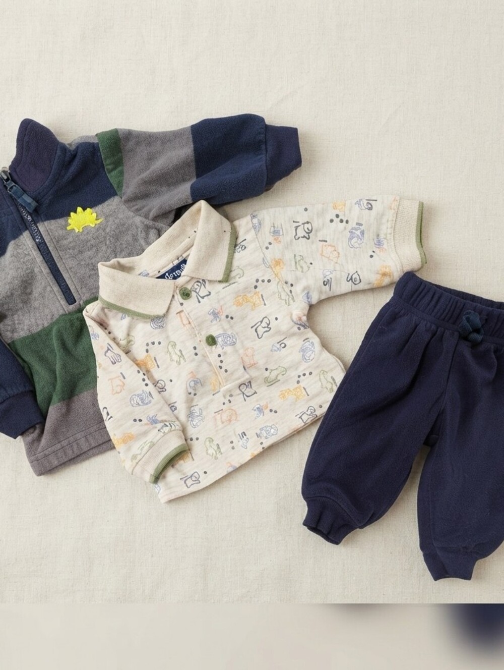 Baby Outfit Set with Animal Print Tops and Navy Pants 0-3M